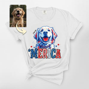 ‘Merica Custom Patriotic Dog Premium Heavyweight Tee