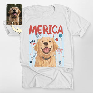 Stripes 'Merica Thug Life Custom Dog Portrait Classic Tee