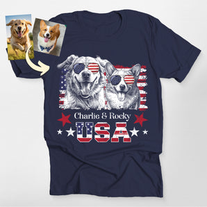 Vintage USA Custom Patriotic Dog Classic Tee