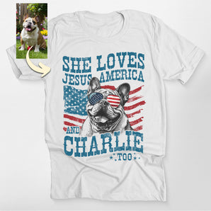 Custom She Loves Jesus America And Her Dog Classic Tee