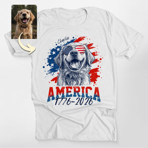 America 1776-2026 Custom Dog Portrait Classic Tee