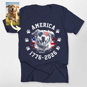 Vintage America 1776-2026 Custom Dog Portrait Classic Tee