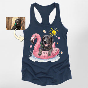 Custom Dog Pool Float Summer Dog Racerback Tank Top