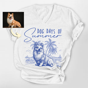 Dog Days Of Summer Custom Dog Sketch Unisex V-neck Shirt