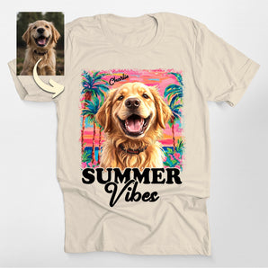 Tropical Summer Vibes Custom Dog Portrait Tee Classic Tee