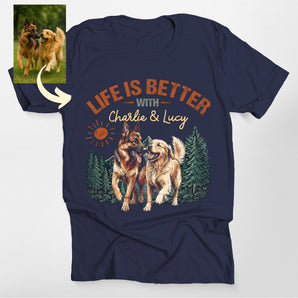 Adventure Life Is Better With Dogs Custom Dog Portrait Classic Tee