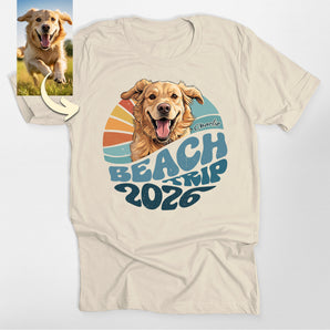 Beach Trip 2026 Custom Dog Portrait Classic Tee