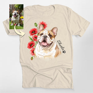 Custom Poppy Flower Dog Portrait Classic Tee