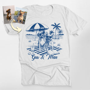 Custom Beach Dog Portrait Sketch Classic Tee
