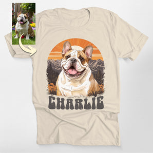 Vintage Mountain Custom Dog Portrait Classic Tee