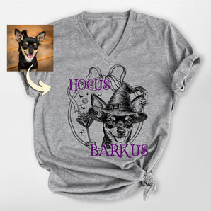 Hocus Barkus Custom Halloween Dog Unisex V-neck Shirt