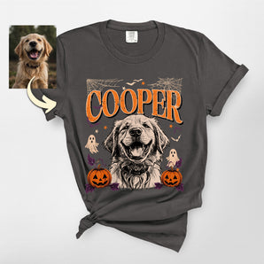 Custom Halloween Dog Portrait Premium Heavyweight Tee