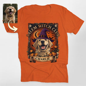 Salem Witch Club Custom Halloween Dog Portrait Classic Tee