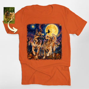Halloween Moonlight Custom Dog Portrait Classic Tee