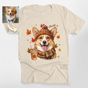 Custom Cozy Fall Dog Portrait Classic Tee