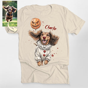 Custom Halloween Clown Dog Portrait Classic Tee