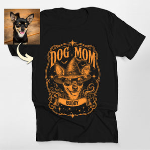 Dog Mom Custom Dog with Witch Hat Classic Tee