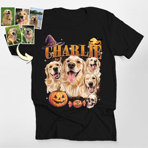 Custom Halloween Multi-Photo Dog Portrait Classic Tee