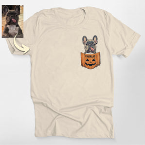 Custom Pumpkin Pocket Dog Portrait Classic Tee