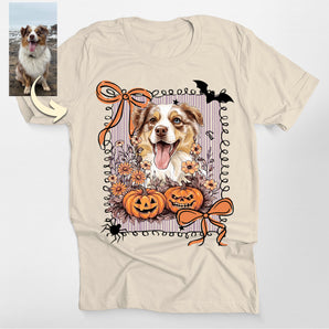 Custom Halloween Floral Pet Portrait Classic Tee
