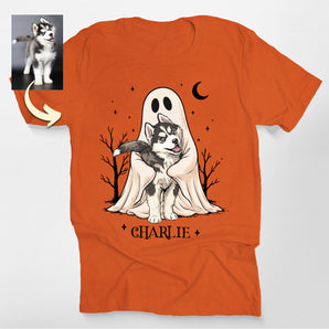 Custom Peekaboo Ghost Pet Portrait Classic Tee