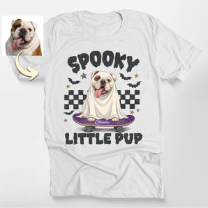 Spooky Little Pup Custom Ghost Pet Portrait Classic Tee