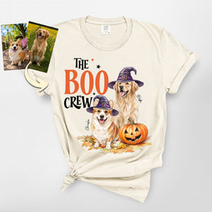 The Boo Crew Halloween Custom Dog Portrait Premium Heavyweight Tee