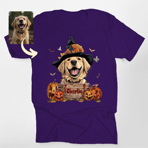 Custom Halloween Witch Pet Portrait Classic Tee