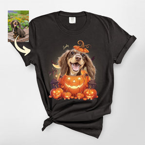 Custom Pumpkin Pet Portrait Premium Heavyweight Tee