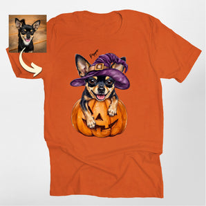 Halloween Custom Pumpkin with Dog Classic Tee