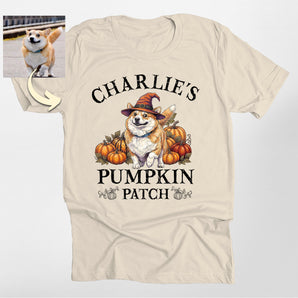 Custom Pumpkin Patch Dog Portrait Classic Tee
