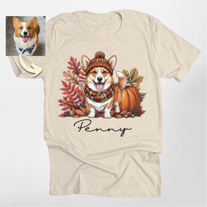 Custom Cozy Fall Dog with Scarf Classic Tee