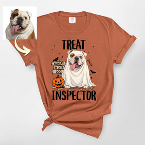 Custom Treat Inspector Dog Portrait Premium Heavyweight Tee