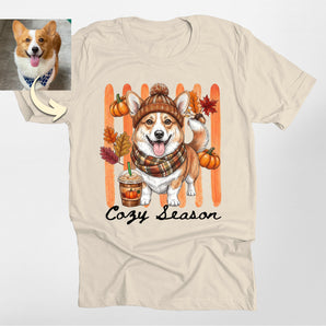 Autumn Cozy Season Custom Dog Portrait Classic Tee
