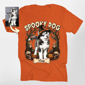 Spooky Halloween Custom Dog Portrait Classic Tee