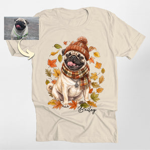 Autumn Fall Custom Dog Portrait Classic Tee