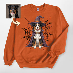 Spider Web Halloween Custom Witch Dog Sweatshirt