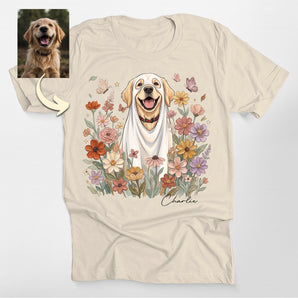 Custom Floral Ghost Dog Portrait Classic Tee