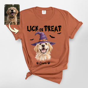 Lick Or Treat Custom Dog Portrait Halloween Premium Heavyweight Tee