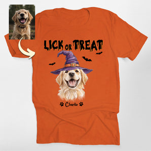 Lick Or Treat Custom Dog Portrait Halloween Classic Tee