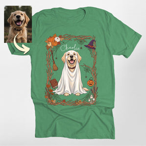 Custom Witchy Ghost Dog Portrait Classic Tee