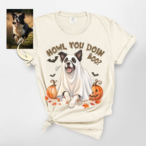 Howl You Doin Boo Custom Dog Portrait Premium Heavyweight Tee