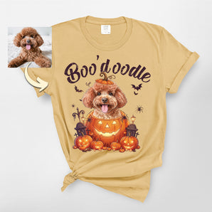 Custom Boo’doodle Dog Portrait Halloween Premium Heavyweight Tee