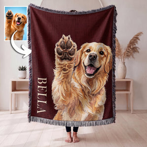 Custom Dog Portrait Woven Blanket