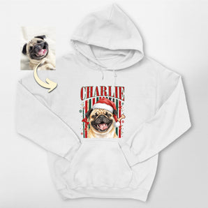 Custom Hand-Drawn Christmas Dog Hoodie with Name