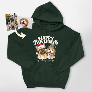 Custom Happy Pawlidays Dog Portrait Hoodie