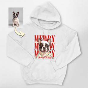 Custom Merry Christmas Dog Portrait Hoodie