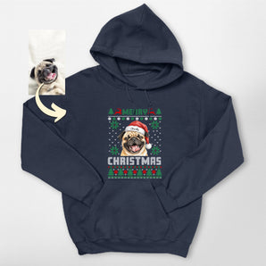 Ugly Christmas Custom Merry Xmas Dog Portrait Hoodie