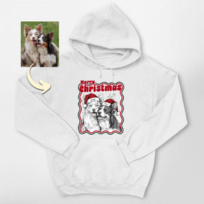 Merry Christmas Custom Pet Portrait Unisex Hoodie