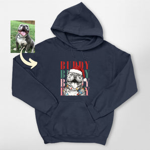 Custom Christmas Dog Portrait Hoodie with Name
